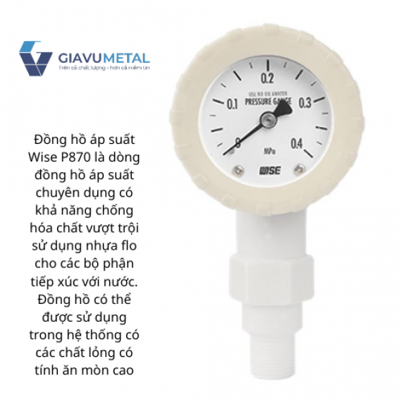 Đồng hồ đo áp suất chống ăn mòn Wise P870
