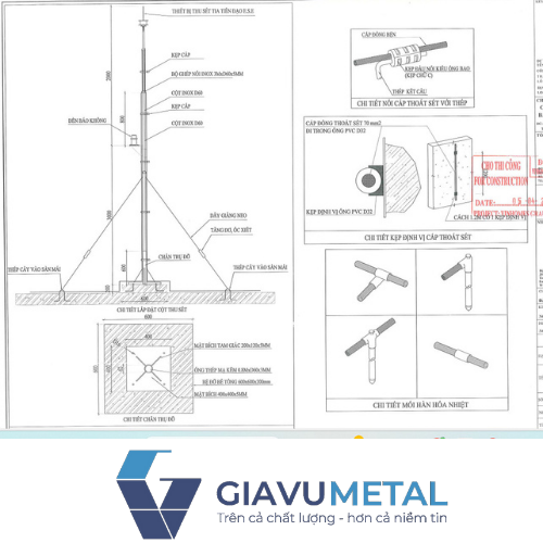 gia công trụ đỡ kim thu sét theo yêu cầu