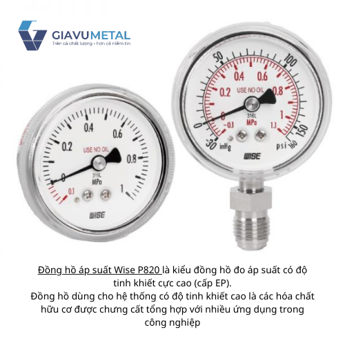 Đồng hồ áp suất siêu sạch P820