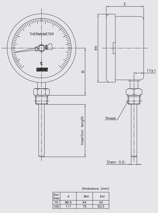 Đồng hồ nhiệt độ WISE T120 71