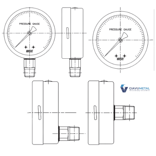 Đồng hồ áp suất (dầu) WISE P258 (inox toàn bộ)