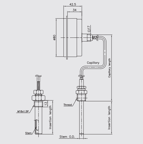 Đồng hồ nhiệt độ dạng dây T263