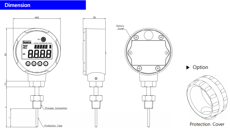 Đồng hồ nhiệt độ hiển thị số Sensys TBH