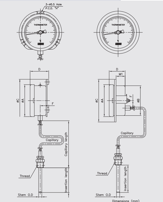 Đồng hồ nhiệt độ T219 (glycerin)