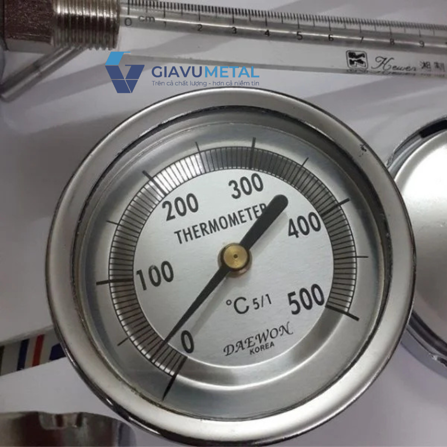 Đồng hồ nhiệt độ vỏ thép mạ crom que dò inox Daewon