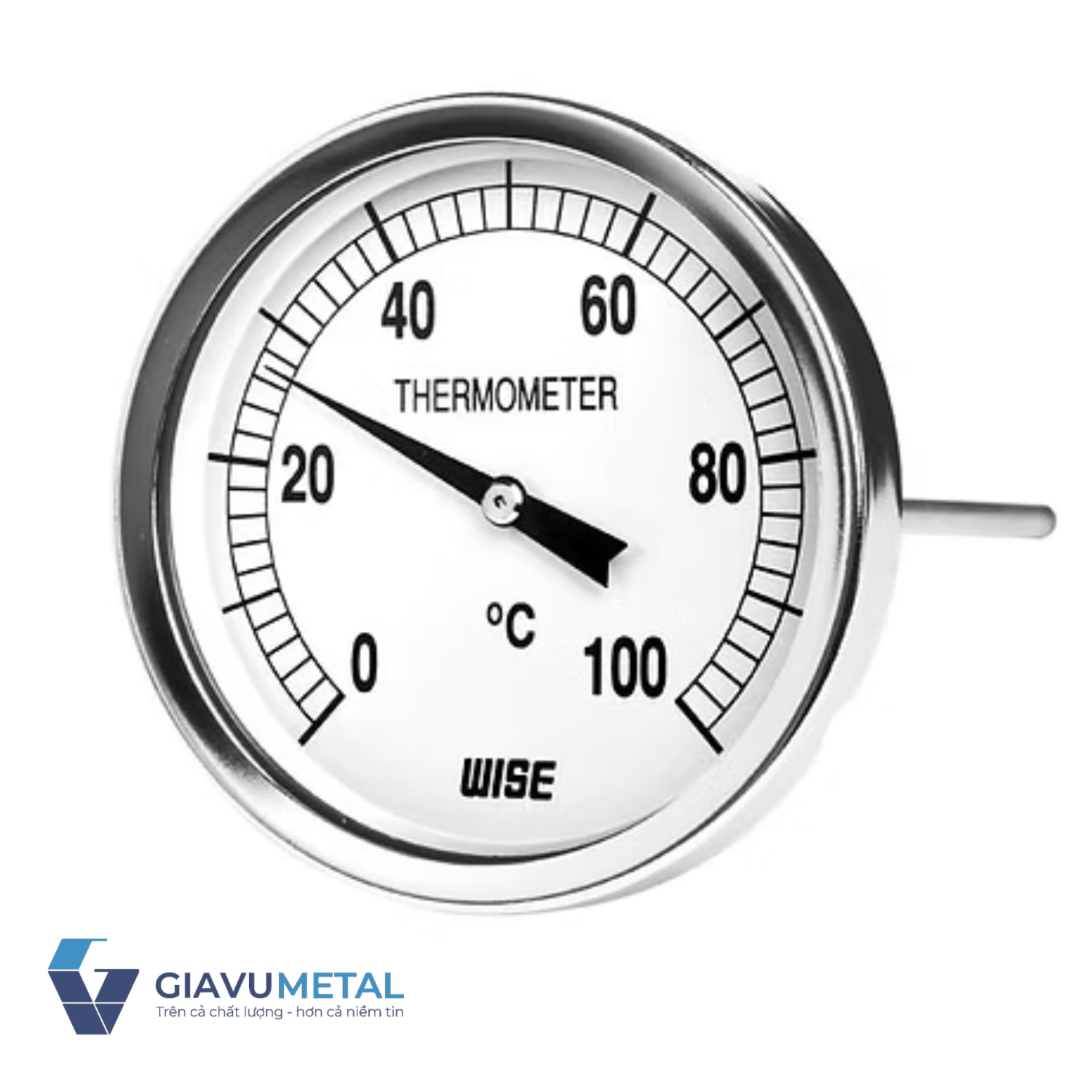 Đồng hồ nhiệt độ Wise T114 (vỏ thép mạ crom, que dò inox)