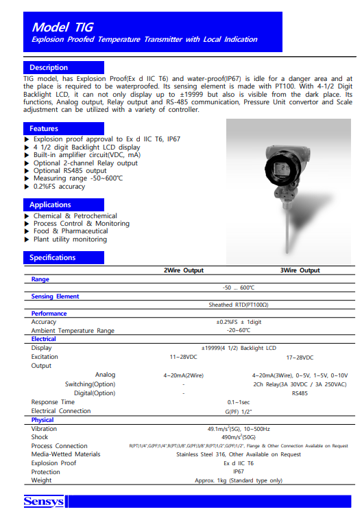 Explosion Proofed Temperature Transmitter with Local Indication TIG
