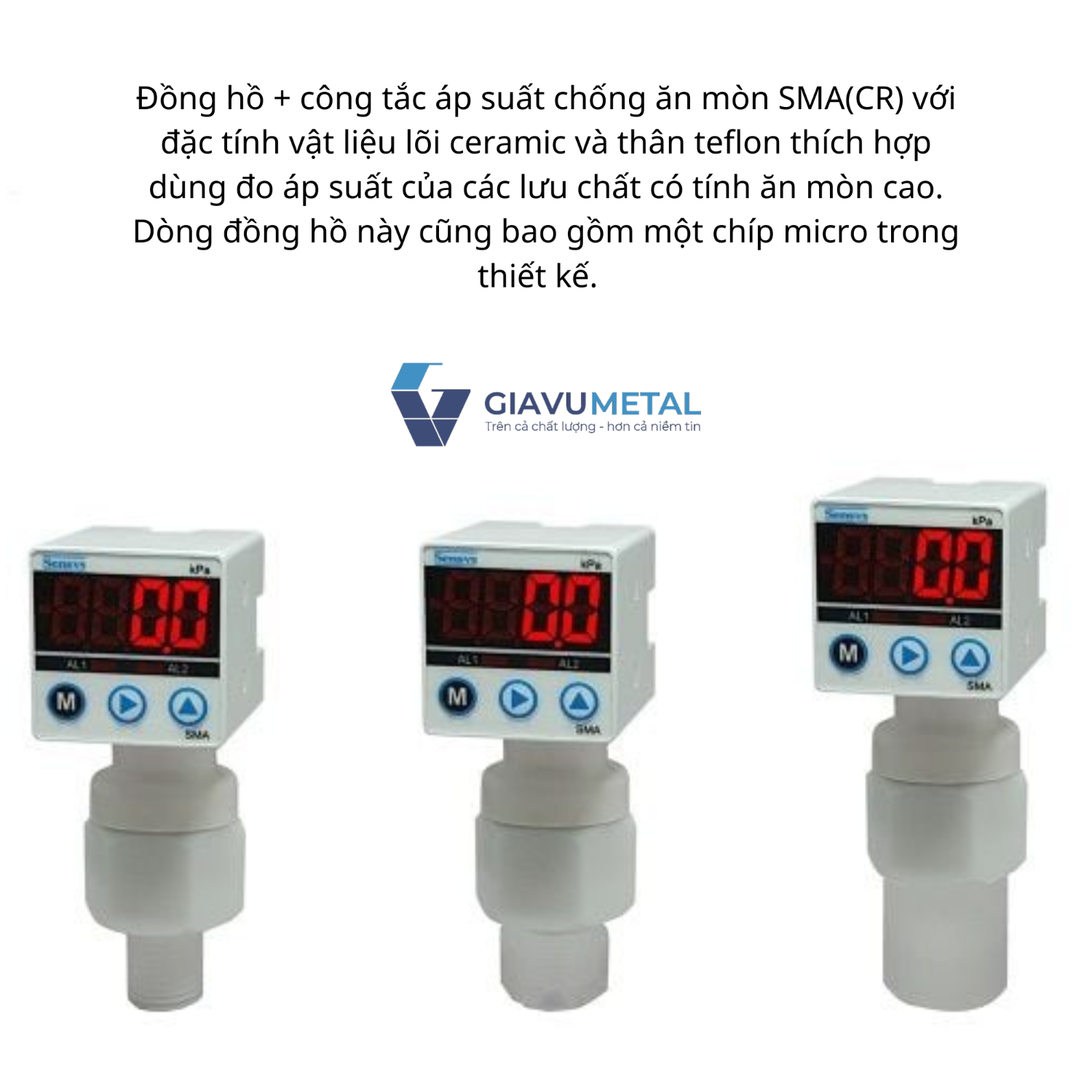 Kích thước nhỏ gọn, chống ăn mòn đồng hồ áp suất điện tử / công tắc SMA(CR)