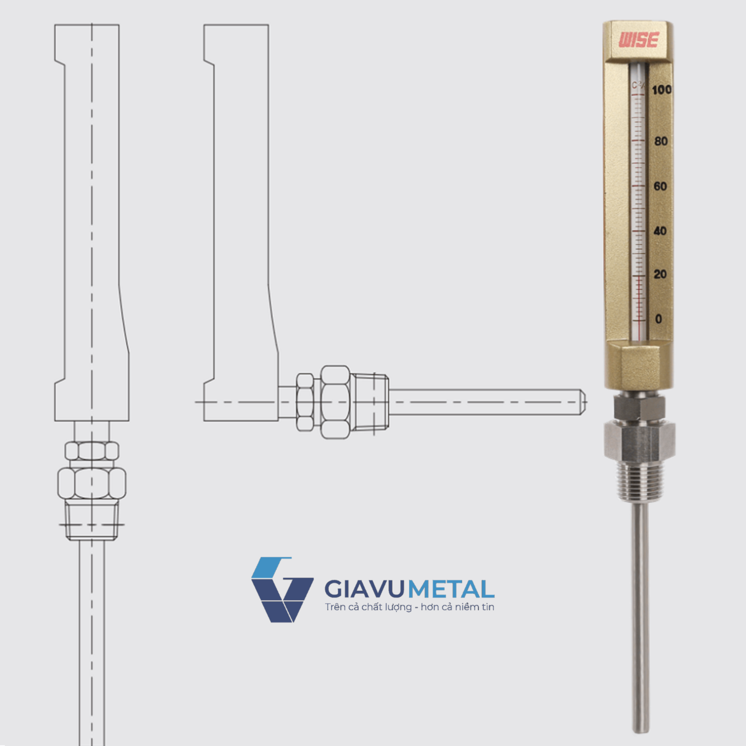 Nhiệt kế thủy ngân Wise T400 chân sau ( dạng chữ L)