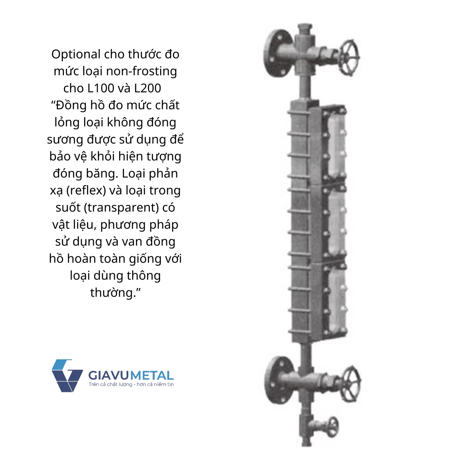 Optional cho thước đo mức loại non-frosting cho L100 và L200