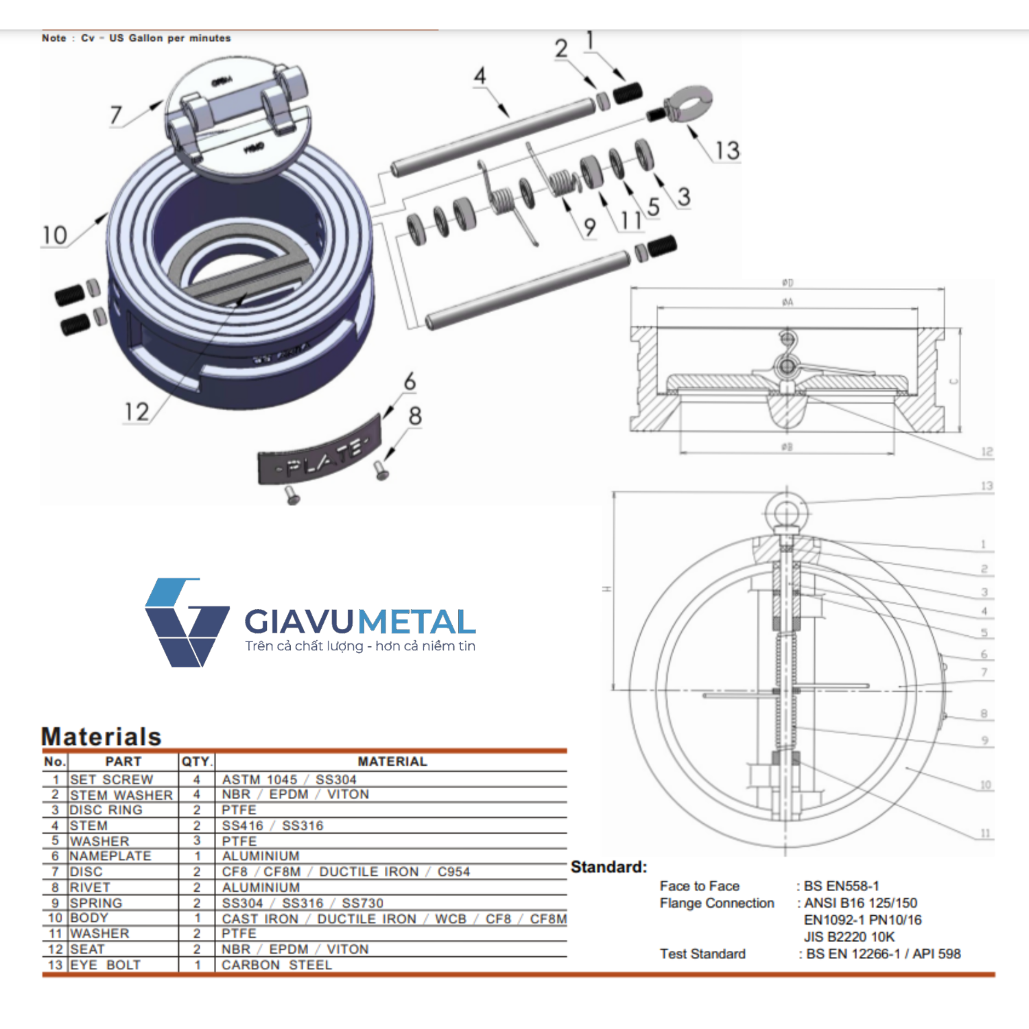 Van 1 chieu canh buom Arita ARV WDU420211