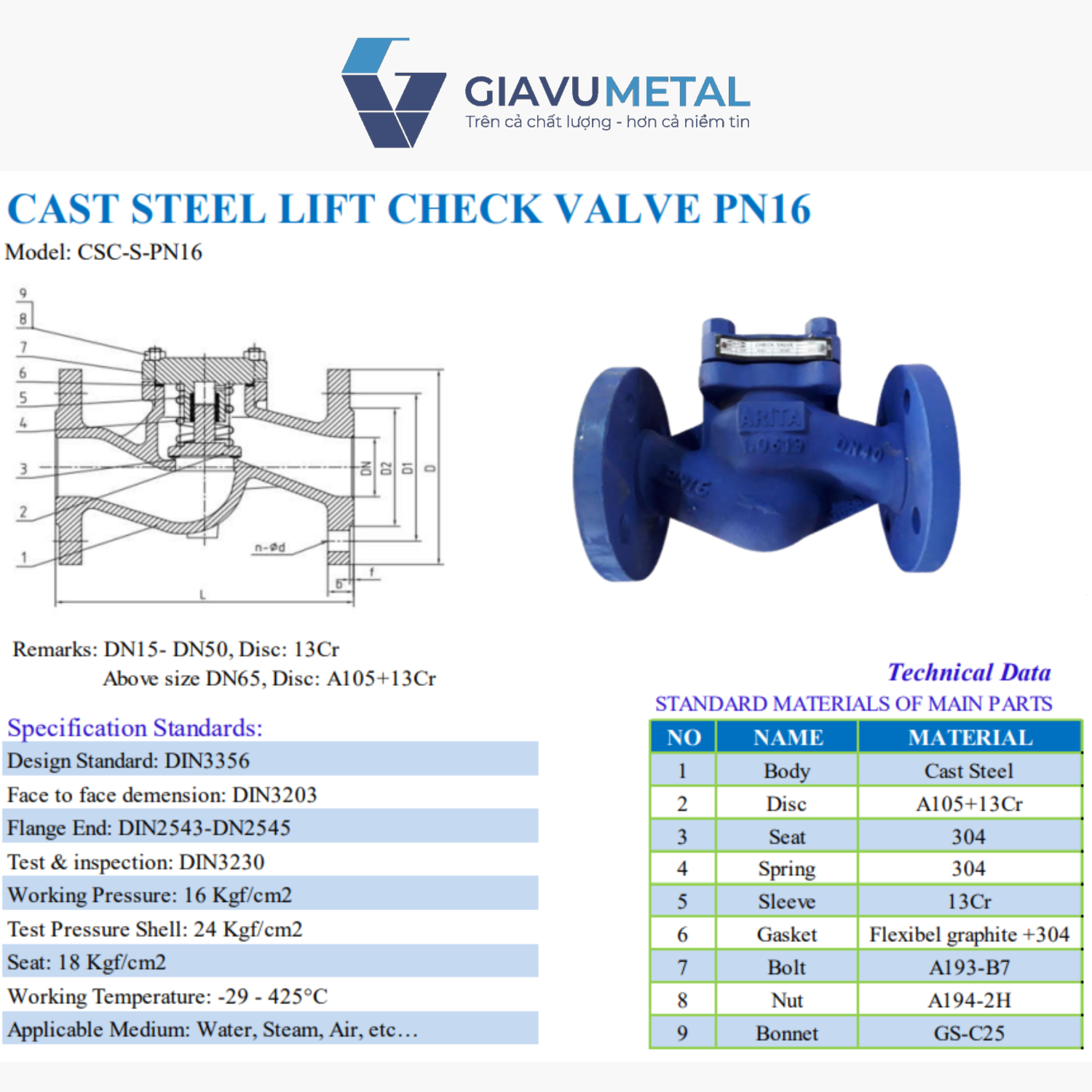 Van 1 chieu chu nga Arita CSC S PN16