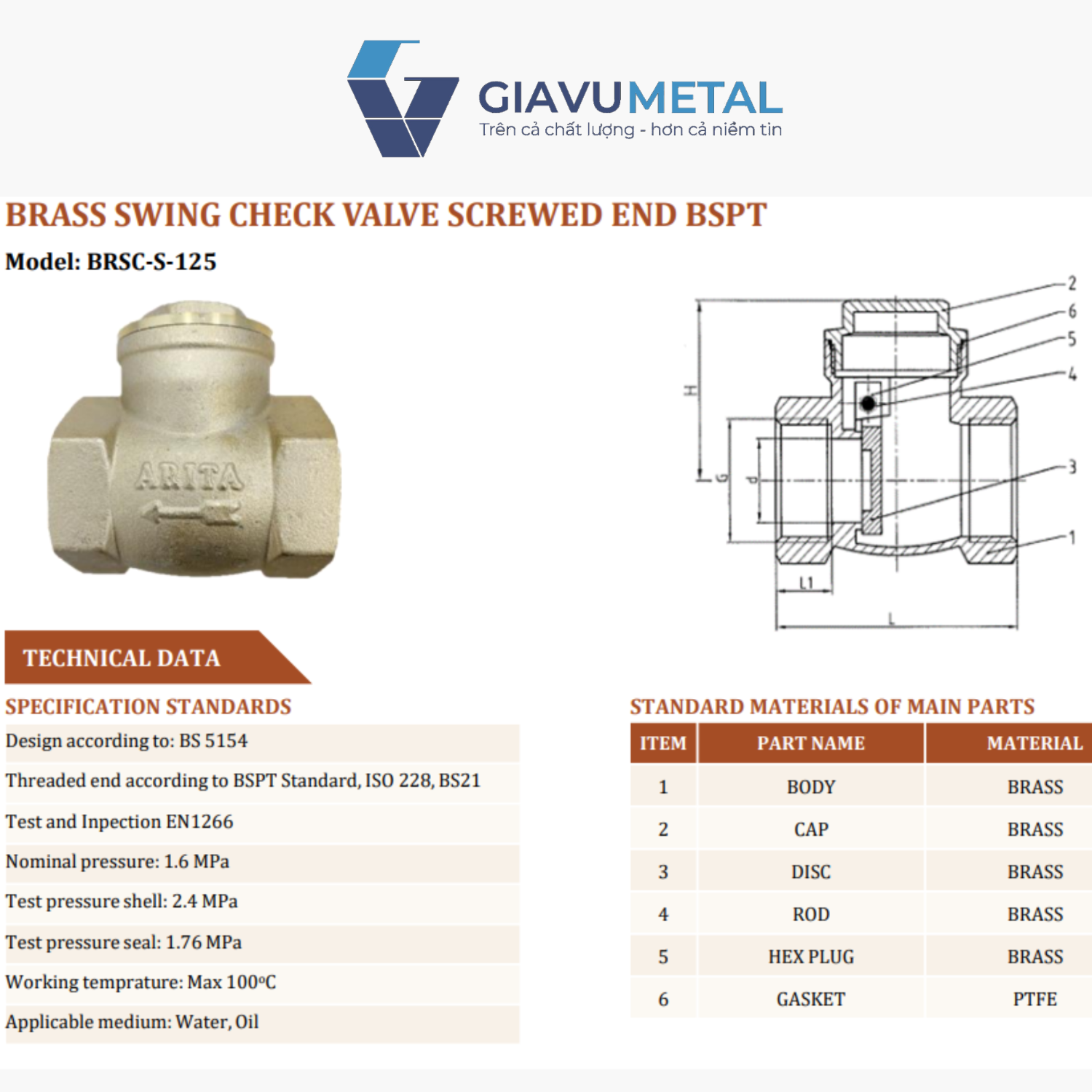 Van 1 chieu dong la lat ARITA BRSC S 125 1