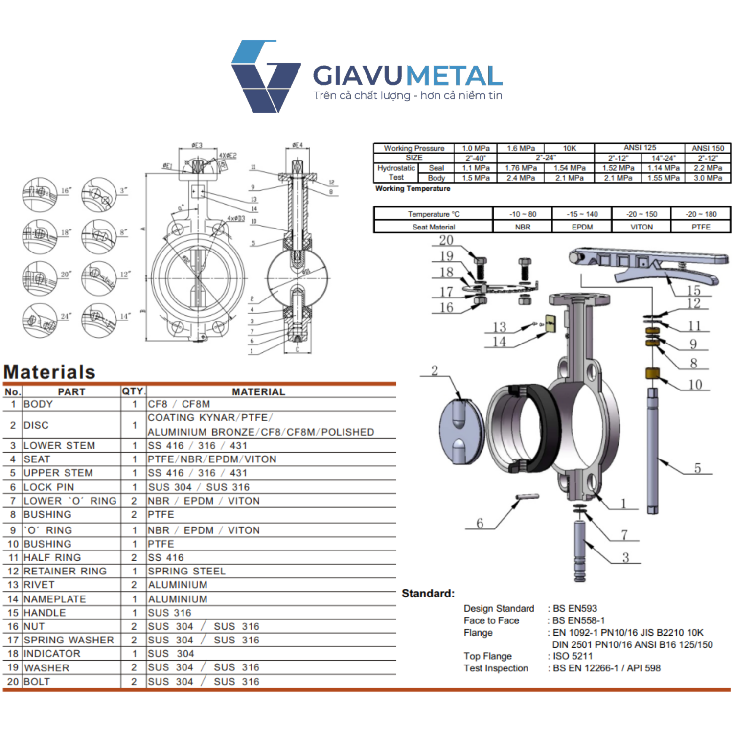 Van buom inox tay gat Arita ARV WT112U