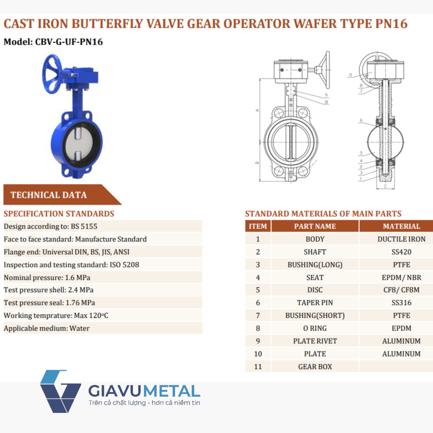 Van buom tay quay Arita CBV G UF