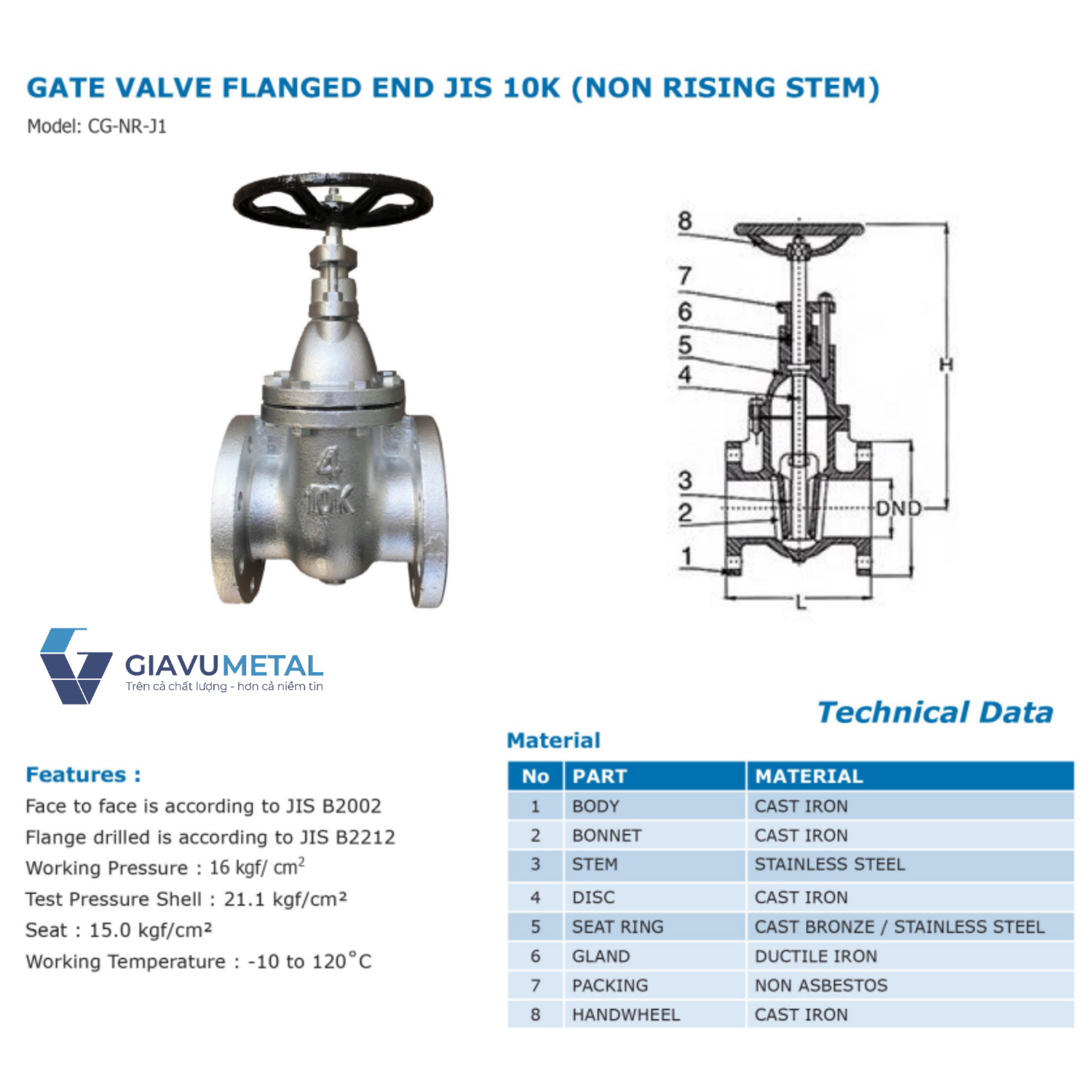 Van cong ty chim ARITA CG NR J1 JIS10K