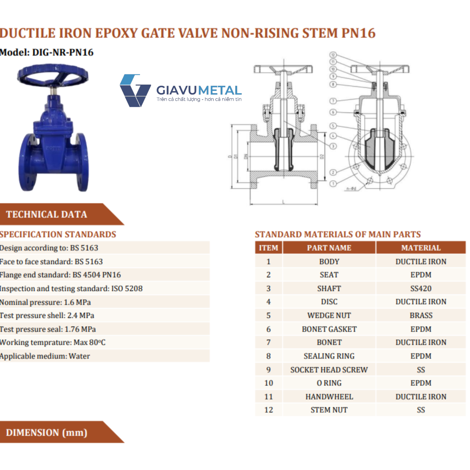 Van cong ty chim gang Arita DIG NR PN16